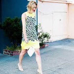 Draper James yellow Vidalia Vine Print Shift Dress 8